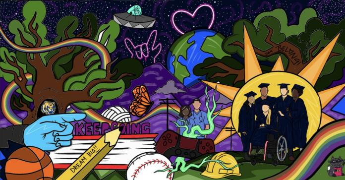 contributed PHOTO A rendering of the future mural at Marshalltown Community College, offering a look at the general concept and the vision that artist Siricasso Garcia has for the vibrant artwork.
