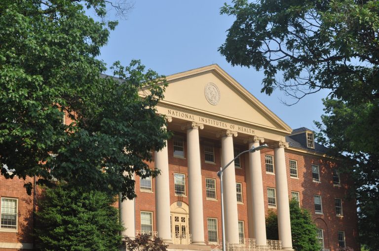 The James H. Shannon Building (Building One) on the NIH campus in Bethesda, Maryland. (Photo by Lydia Polimeni,/National Institutes of Health)