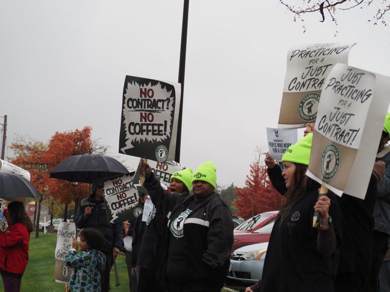 Unionized Starbucks workers rally in Des Moines ahead of potential national strike