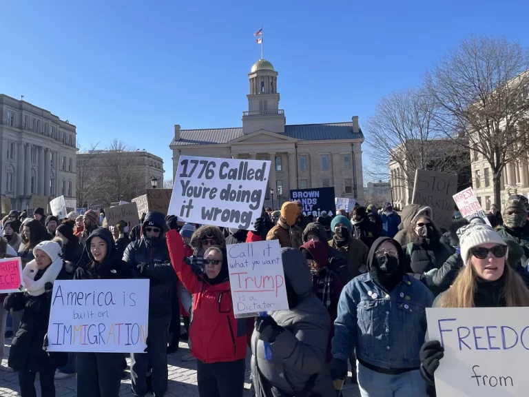 Iowa City protesters condemn federal immigration enforcement after Minnesota shooting