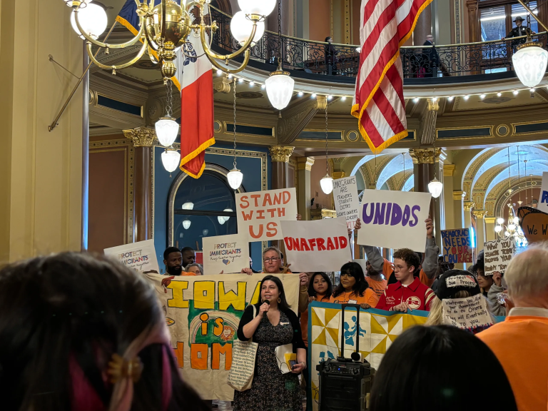 Iowa immigration advocates protest E-Verify and bail proposals at Capitol