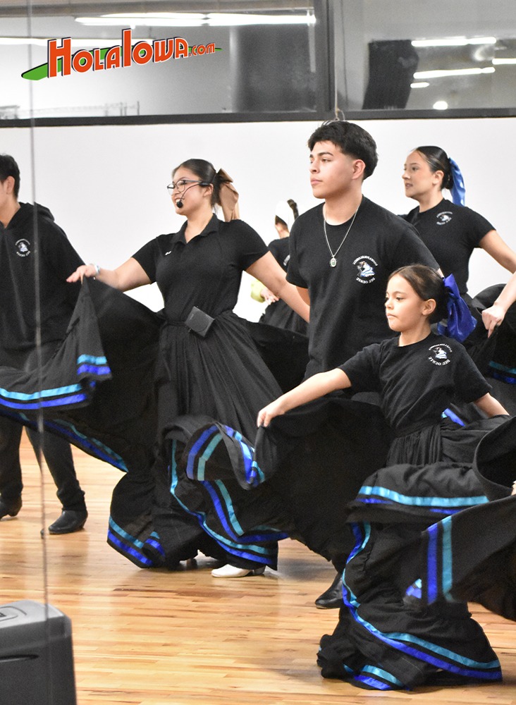 Members of the Danza Folklorica del Oeste at their practice studio in Mainsframe Studios in Des Moines. Photo from Danza Folklorica del Oeste Facebook