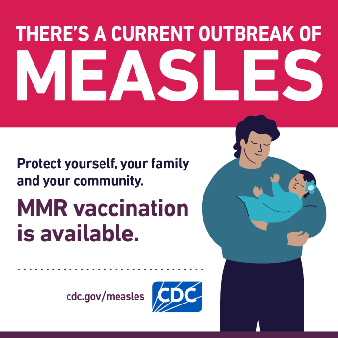 CDC graphic about MMR vaccination during a measles outbreak.
